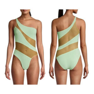 New! Norma Kamali Snake Mesh One Shoulder One-Piece Swimsuit 21243